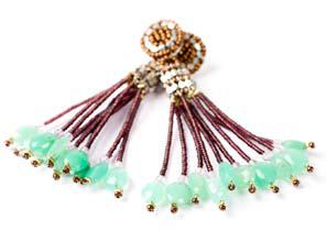 Long Ziio earrings in amethust and chrysoprase