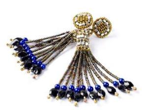 High-fashion Ziio earrings are made with lapis, black tourmaline and sterling silver.