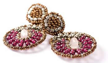 Ziio earrings handmade with garnets and pink quartz