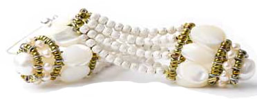 White pearl and mother-of-pearl drop earrings by Ziio