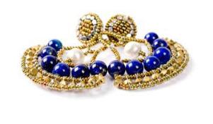 Chandelier-style lapis earrings are handmade in Italy by Ziio.