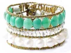 Pearl and green chrysoprase bracelet  by Ziio.